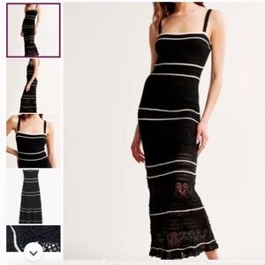 Abercrombie & Fitch - Black & White Crochet Maxi Dress - Size XL